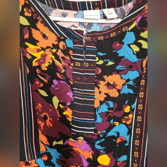 Westbound Boho Floral Blouse Size Large - Picture 3 of 4